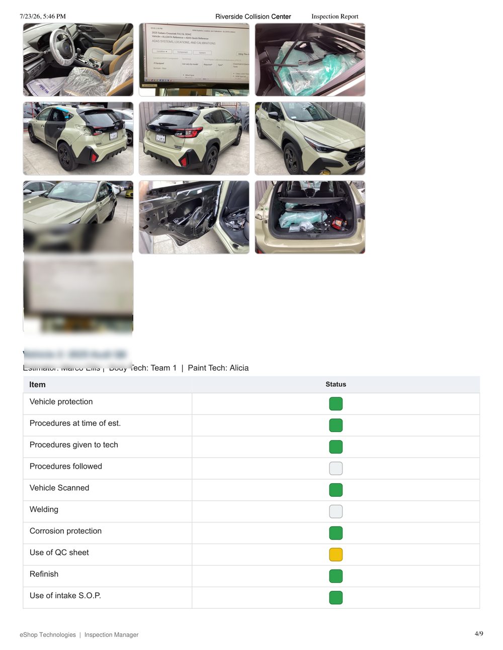 Inspection report page 4 of 9